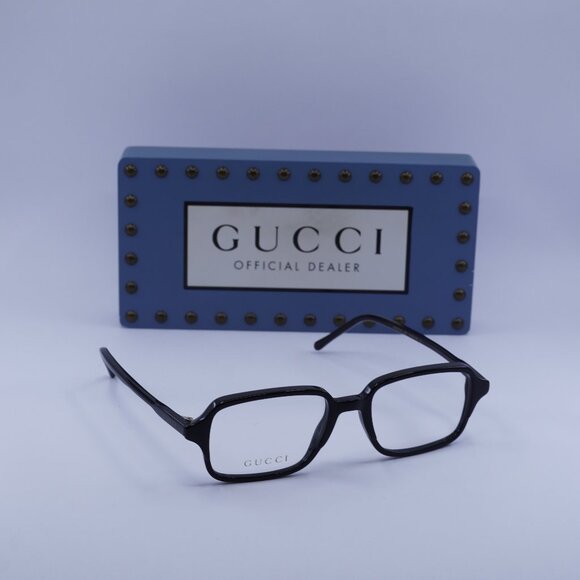 Gucci GG1211O 001 Rectangle 51mm Eyeglasses - Shiny Black - Picture 1 of 11